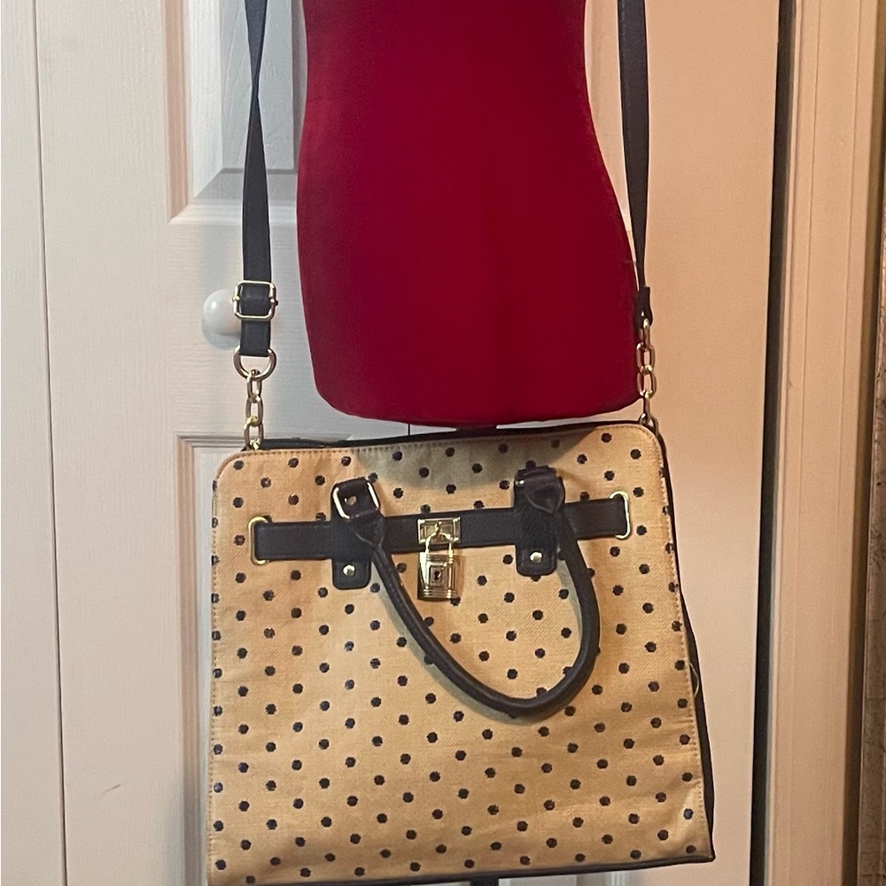 Polka Dot Tan and Navy Women's Bag